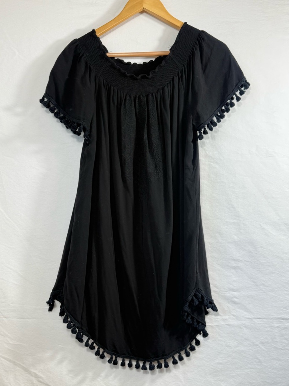 Merona Black Mini Dress with Pom-Pom Trim